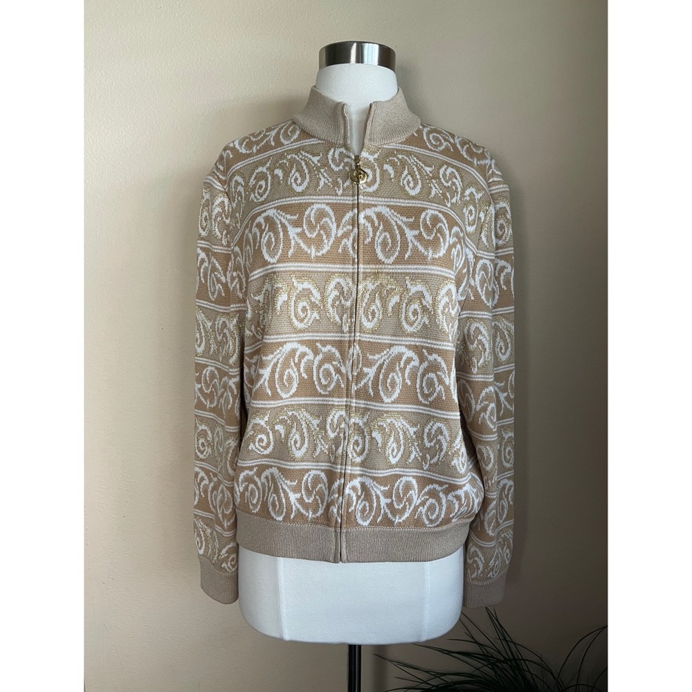 ST JOHN ZIP FRONT KNIT JACKET M